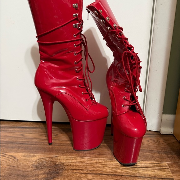 Pleaser Red Platform Boots - Picture 2 of 3